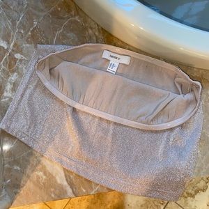 Pink Sparkly Bandeau Top With Arm Sleeves